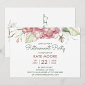 Invitation Demande de fête de retraite aquarelle Floral Party (Devant / Derrière)