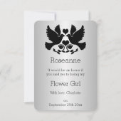 Invitation Demande de Fille des Fleurs Dove Noir et Argent (Dos)