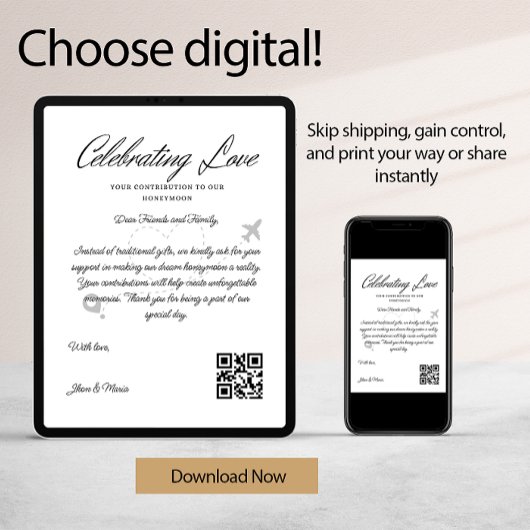 Invitation Demande de fonds de voyage Code Qr Cadeaux de mari