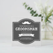 Invitation Demande de garçon d'honneur à la moustache rustiqu (Debout devant)