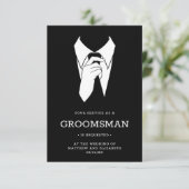 Invitation Demande de Groomsman Black Tuxedo (Debout devant)