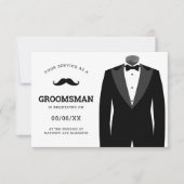 Invitation Demande de Groomsman Black Tuxedo (Devant)