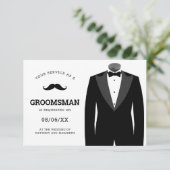 Invitation Demande de Groomsman Black Tuxedo (Debout devant)