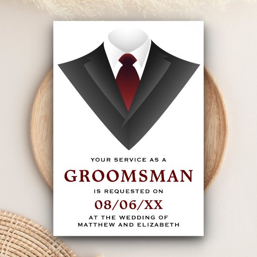 Invitation Demande de Groomsman Tuxedo Moderne