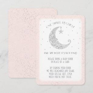 Invitation Demande de livre Lune Étoile Baby Shower Argent Ro