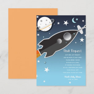 Invitation Demande de livre pour la baby shower : Fusée spati