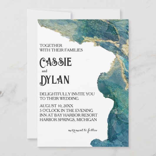 Invitation Demande de mariage Aqua Watercolor (Devant)