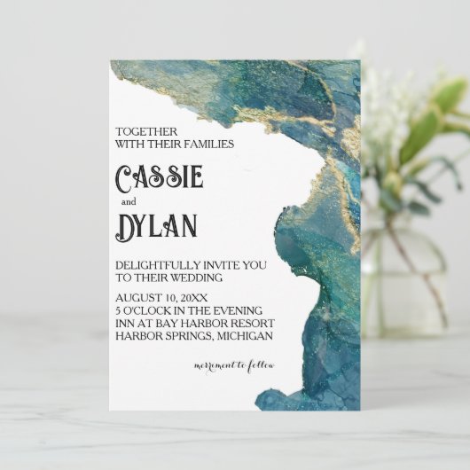 Invitation Demande de mariage Aqua Watercolor (Debout devant)