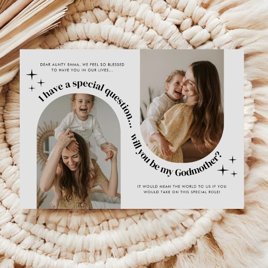 Invitation Demande de Marraine avec Double Arche de Photos