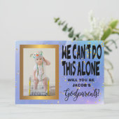 Invitation Demande de parrain/marraine photo avec aquarelle m (Debout devant)