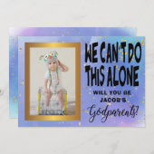 Invitation Demande de parrain/marraine photo avec aquarelle m (Devant / Derrière)