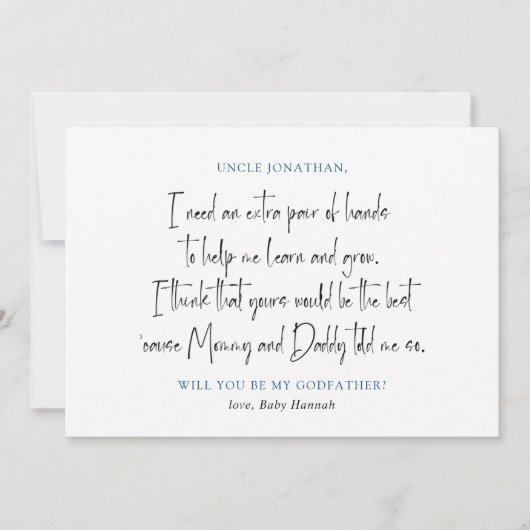 Invitation Demande de Parrain Simple Photo (Devant)