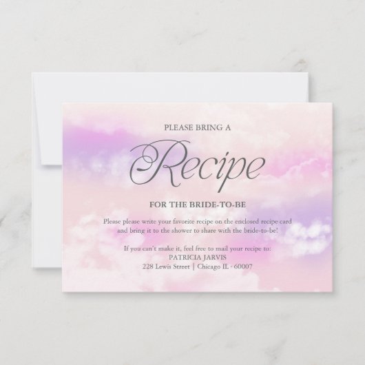 Invitation Demande de recette de douche de mariée Cloud moder (Devant)