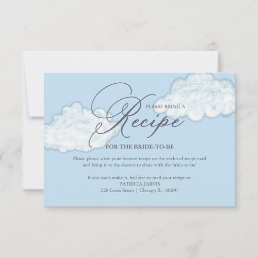 Invitation Demande de recette de douche de mariée Cloud moder (Devant)