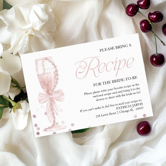 Invitation Demande de recette de douche de mariée Perles & Pr