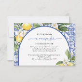 Invitation Demande de recette de douche nuptiale méditerranée (Devant)