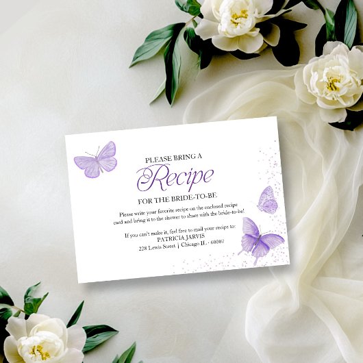 Invitation Demande de recette de douche nuptiale Papillon Vio