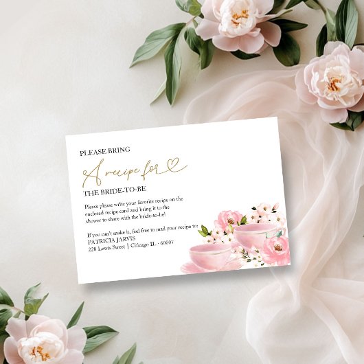 Invitation Demande de recette de thé flush Floral Bridal