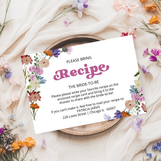 Invitation Demande de recette pour une douche de mariage à la