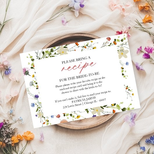 Invitation Demande de recette pour une douche de mariée aux f