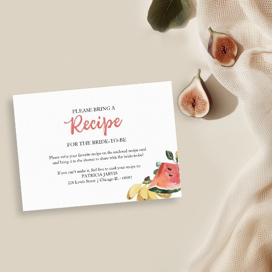 Invitation Demande de recette pour une fête prénuptiale Fresh