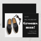 Invitation Demande de témoin avec nœud papillon et chaussures (Devant / Derrière)
