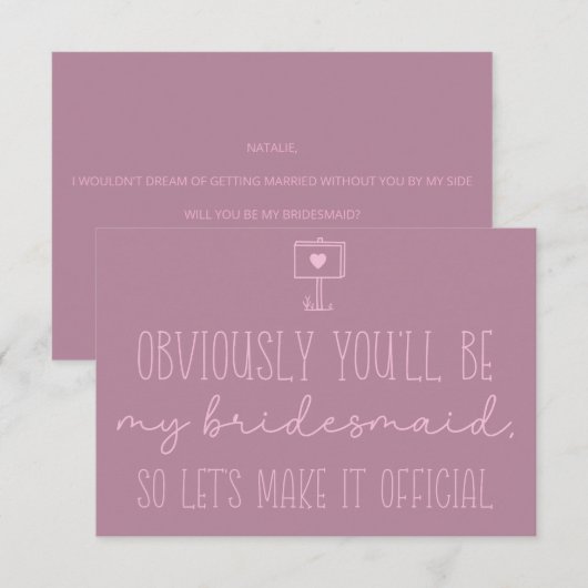 Invitation Demande de témoin de mariage (Devant / Derrière)