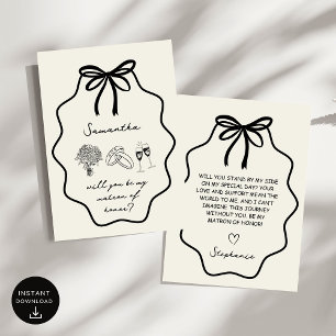 Invitation Demande de témoin de mariage avec nœud coquet dess