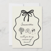 Invitation Demande de témoin de mariage avec nœud coquet dess (Devant)