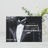 Invitation Demande de témoin de mariage description nœud papi (Debout devant)