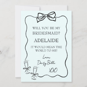 Invitation Demande de témoin de mariage dessinée à la main ve