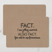 Invitation Demande de témoin de mariage drôle FACTUEL (Devant / Derrière)