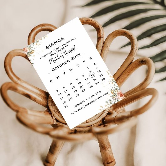 Invitation Demande de témoin de mariage élégant calendrier fl