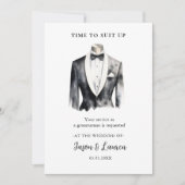 Invitation Demande de témoin de mariage en costume aquarelle (Devant)