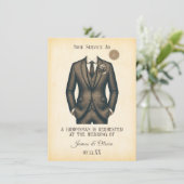 Invitation Demande de témoin de mariage en costume vintage él (Debout devant)