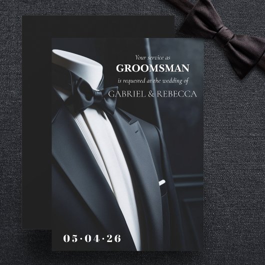 Invitation Demande de témoin de mariage en noir et blanc pour