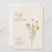 Invitation Demande de témoin de mariage fantaisiste aux fleur (Devant)
