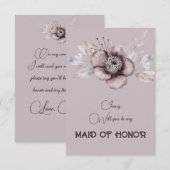Invitation Demande de témoin de mariage Fleur Rose Poussiéreu (Devant / Derrière)