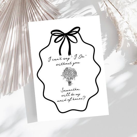 Invitation Demande de témoin de mariage florale avec noeud de
