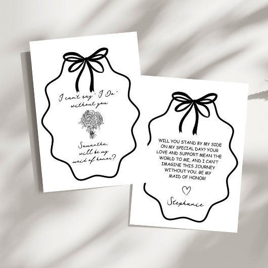 Invitation Demande de témoin de mariage florale avec nœud des