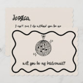 Invitation Demande de témoin de mariage rétro disco main levé (Devant / Derrière)