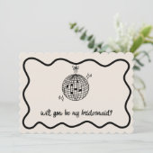 Invitation Demande de témoin de mariage rétro disco main levé (Debout devant)