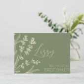 Invitation Demande de témoin de mariage vert olive et crème (Debout devant)