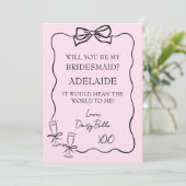 Invitation Demande de témoin demoiselle d'honneur dessinée à (Debout devant)