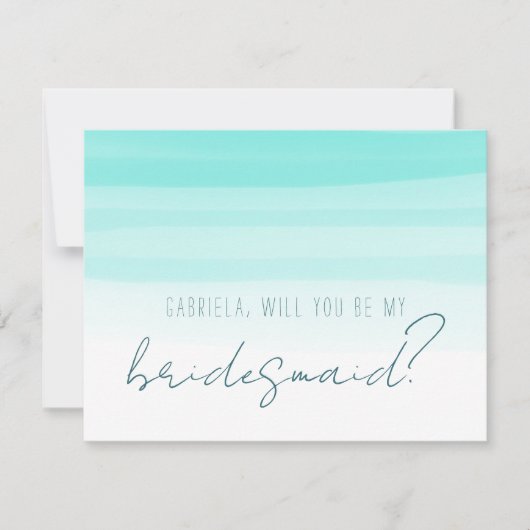 Invitation Demande de témoin mint minimaliste (Devant)