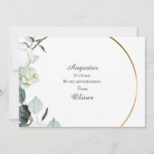 Invitation Demande de témoin moderne en coton eucalyptus blan (Dos)