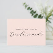 Invitation Demande de témoin rose minimaliste  (Debout devant)