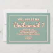 Invitation Demande Demoiselle d'Honneur Groovy Gras Bleu Rose (Devant)