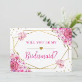 Invitation Demande Demoiselle d'Honneur Roses Roses Mariage (Debout devant)