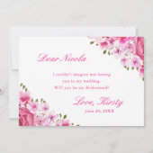 Invitation Demande Demoiselle d'Honneur Roses Roses Mariage (Dos)